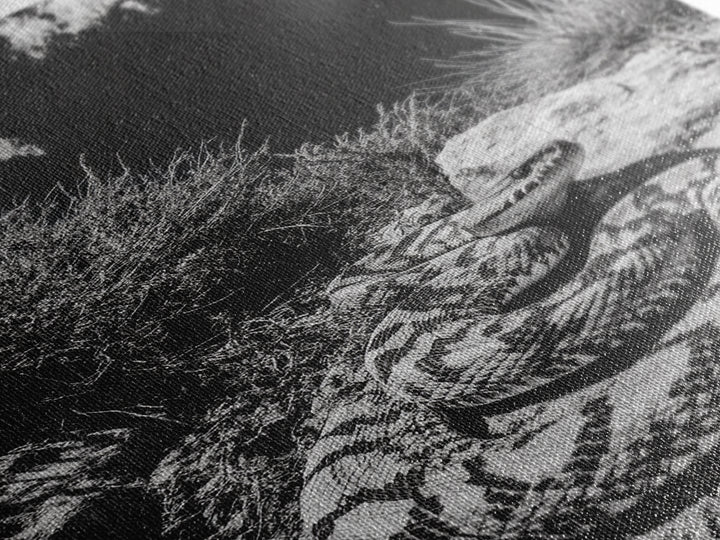Coiled Snake, Desert Predator, Wild Reptile, Framed Canvas Print, Nature Wildlife Art, Den or Office Decor, Monochrome Animal Photography