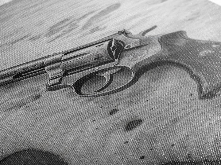 Revolver Beach, Washed Ashore, Western Style, Noir Photography, Framed Canvas Print, Industrial Wall Art, Man Cave Decor, Rustic Vibes