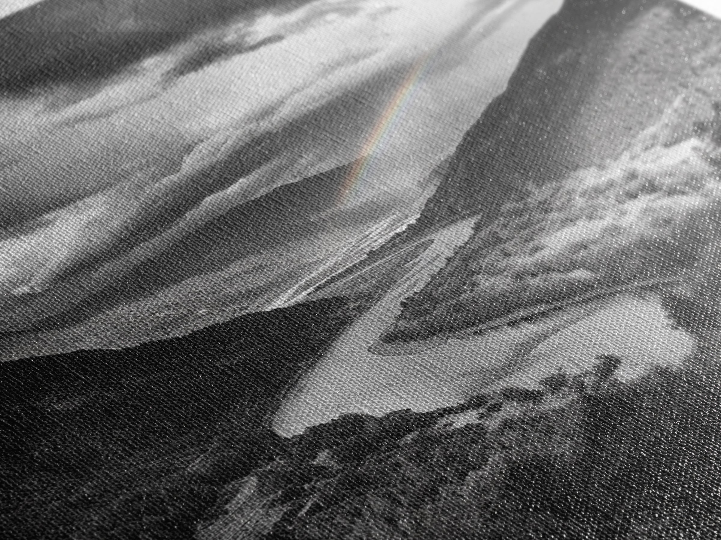 Mountain Valley, Rainbow River, Forest Panorama, Cloud Drama, Framed Canvas Print, Living Room Wall Art, Tranquil Nature, Scenic Beauty