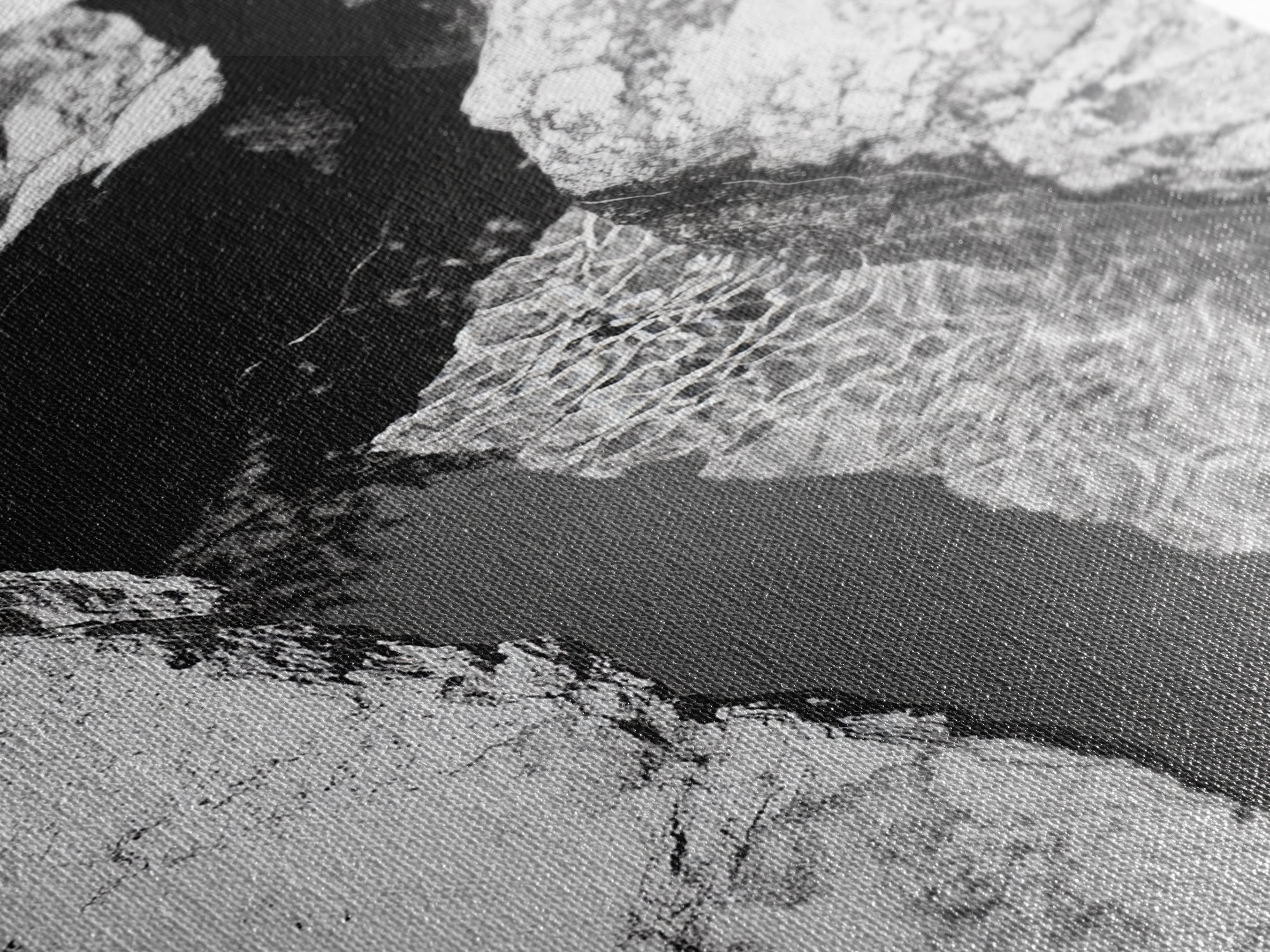 Rock Crevice, Light Ripples, Natural Texture, Abstract Nature, Framed Canvas Print, Kitchen Wall Art, Earth Tone Style, Modern Rustic