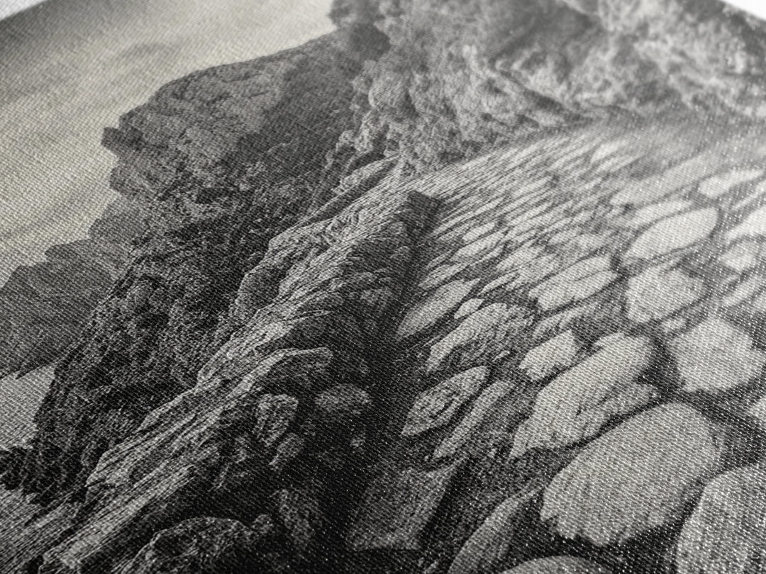 Cliff Path, Coastal Trail, Rugged Rock, Hiking Vibe, Framed Canvas Print, Hallway Wall Art, Nature Photography, Adventure Decor