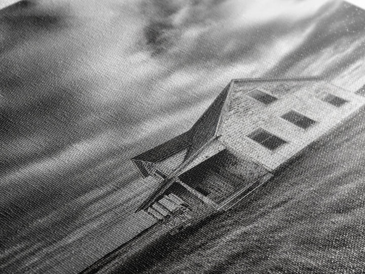 Abandoned House, Windy Prairie, Haunted Landscape, Framed Canvas Print, Fall Wall Art, Rural Home Decor, Moody Halloween Style