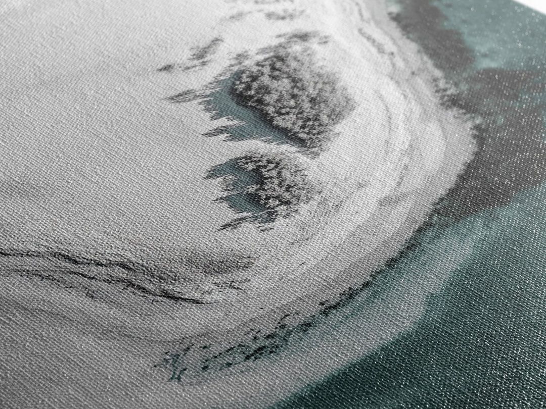 Aerial Beach, Turquoise Sea, Minimal Shoreline, Boat View, Canvas Print, coastal minimalist art, bathroom wall art, modern ocean photo