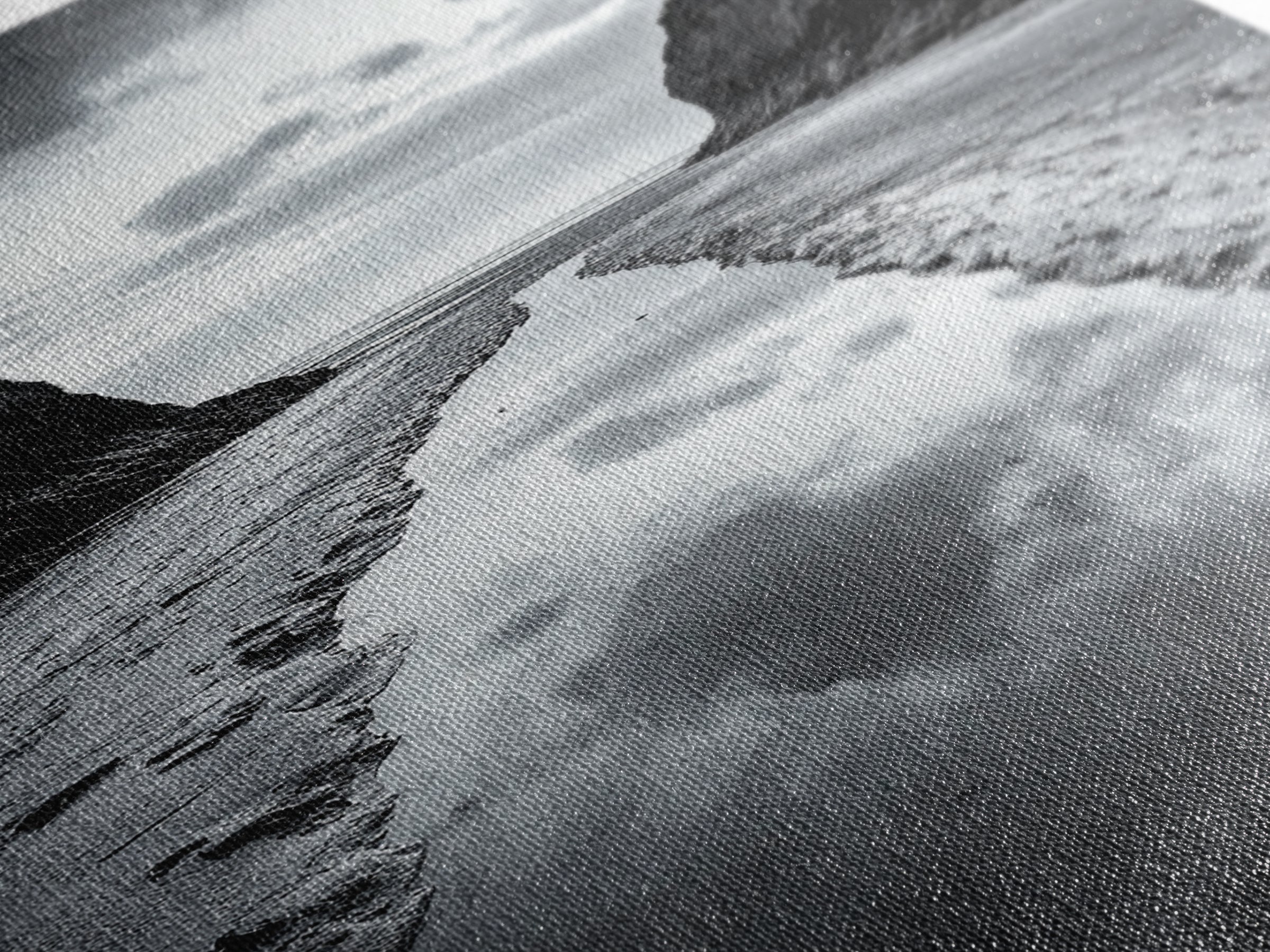 Ocean Reflection, Seaside Path, Moody Coastline, Canvas Print, Black and White Nature Photography, Modern Living Room Wall Art
