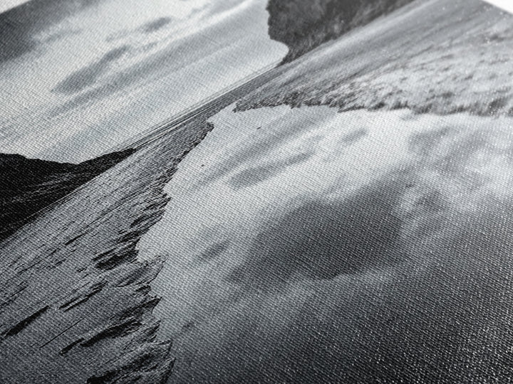 Ocean Reflection, Seaside Path, Moody Coastline, Canvas Print, Black and White Nature Photography, Modern Living Room Wall Art