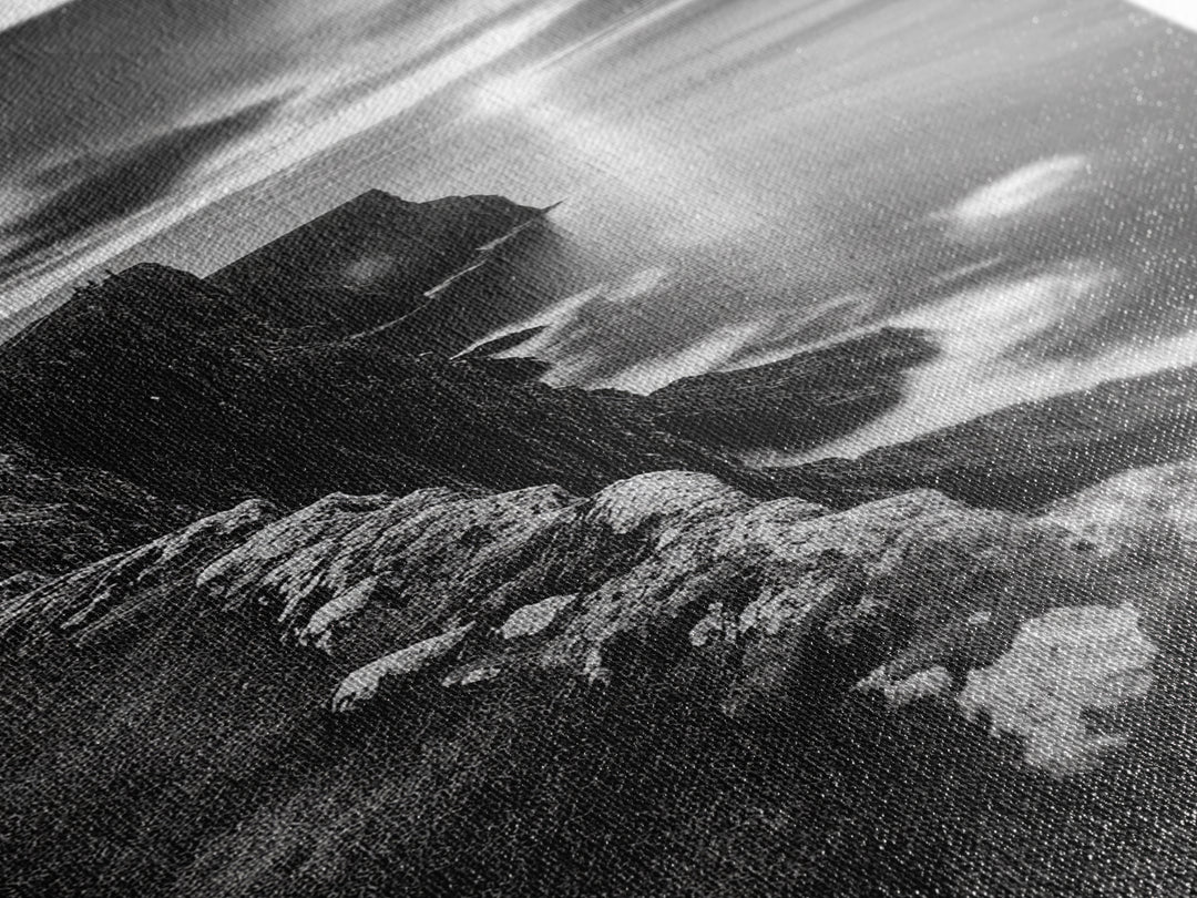 Rugged Sea Cliffs, Sunset Horizon, Serene Waters, Framed Canvas Print, Modern Nature Wall Art, Office Decor, Coastal Aesthetic