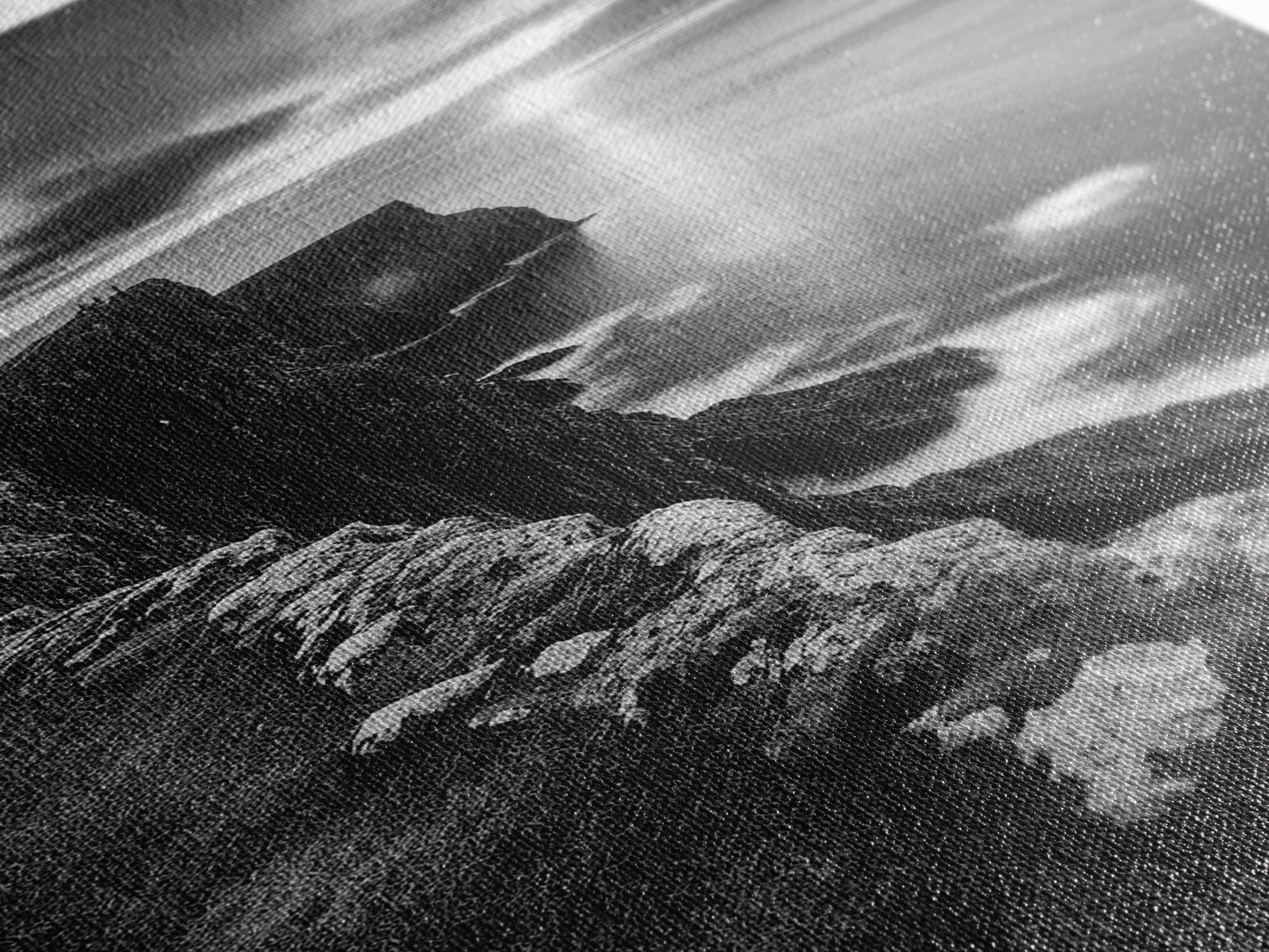 Rugged Sea Cliffs, Sunset Horizon, Serene Waters, Framed Canvas Print, Modern Nature Wall Art, Office Decor, Coastal Aesthetic