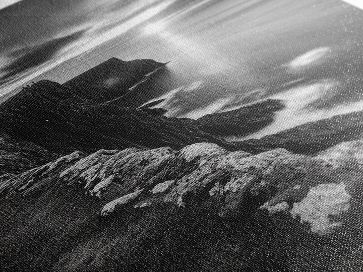 Rugged Sea Cliffs, Sunset Horizon, Serene Waters, Framed Canvas Print, Modern Nature Wall Art, Office Decor, Coastal Aesthetic