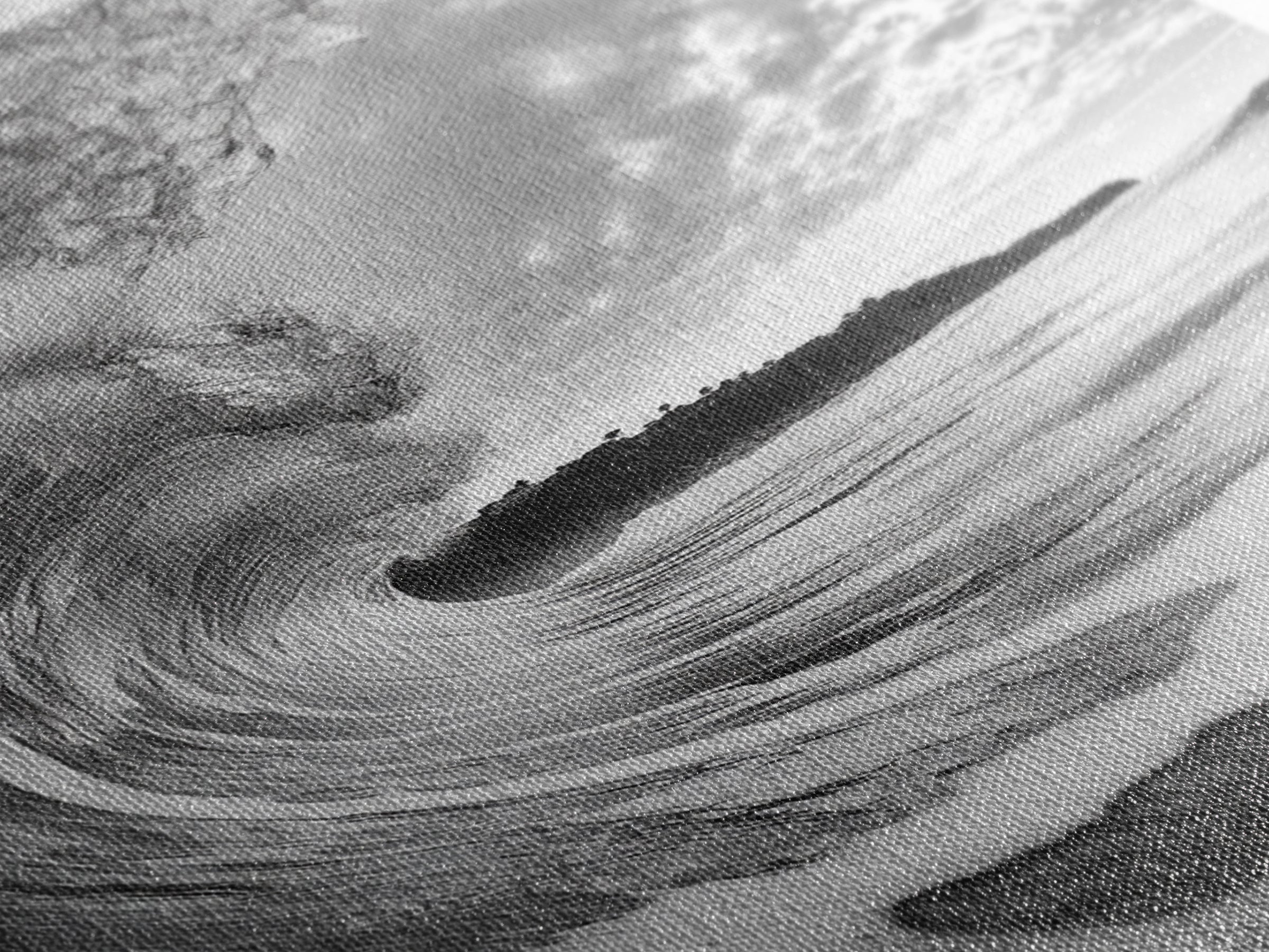 Ocean Wave Tunnel, Surfer's Eye View, Coastal Landscape, Bathroom Wall Art, Adventure Vibes, Framed Canvas Print, Black White Photography