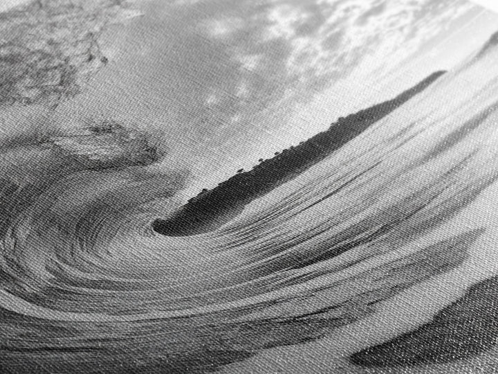 Ocean Wave Tunnel, Surfer's Eye View, Coastal Landscape, Bathroom Wall Art, Adventure Vibes, Framed Canvas Print, Black White Photography