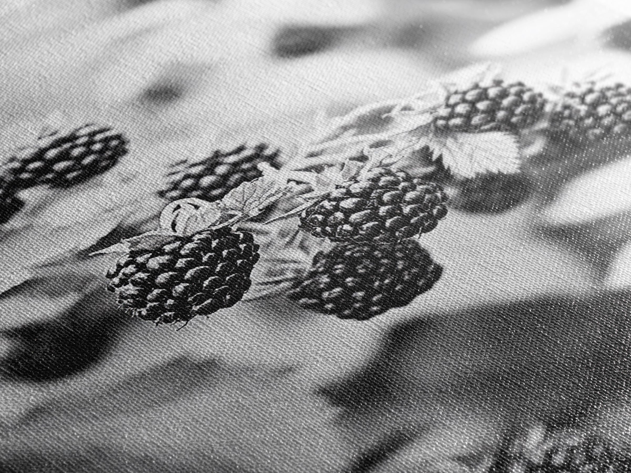 Blackberries in Bloom, Ripe Fruit Closeup, Garden Harvest, Natural Beauty, Framed Canvas Print, Farmhouse Kitchen Art, Fall Decor