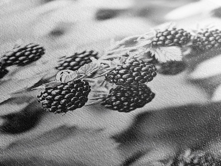 Blackberries in Bloom, Ripe Fruit Closeup, Garden Harvest, Natural Beauty, Framed Canvas Print, Farmhouse Kitchen Art, Fall Decor