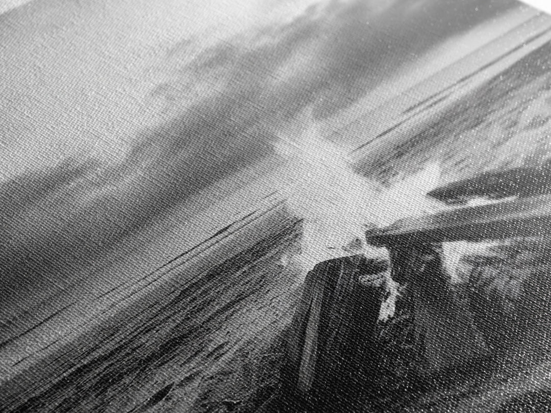 Beach bonfire moment, soft flame serenity, ocean dusk, coastal camp vibes, Framed Canvas Print, Fall decor, hygge inspired wall decor