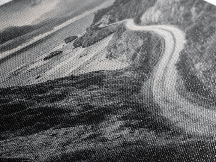 Coastal Road View, Cliffside Journey, Seaside Drive, Moody Landscape, Canvas Print, Living Room Art, Adventure Wall Art, Wanderlust Decor