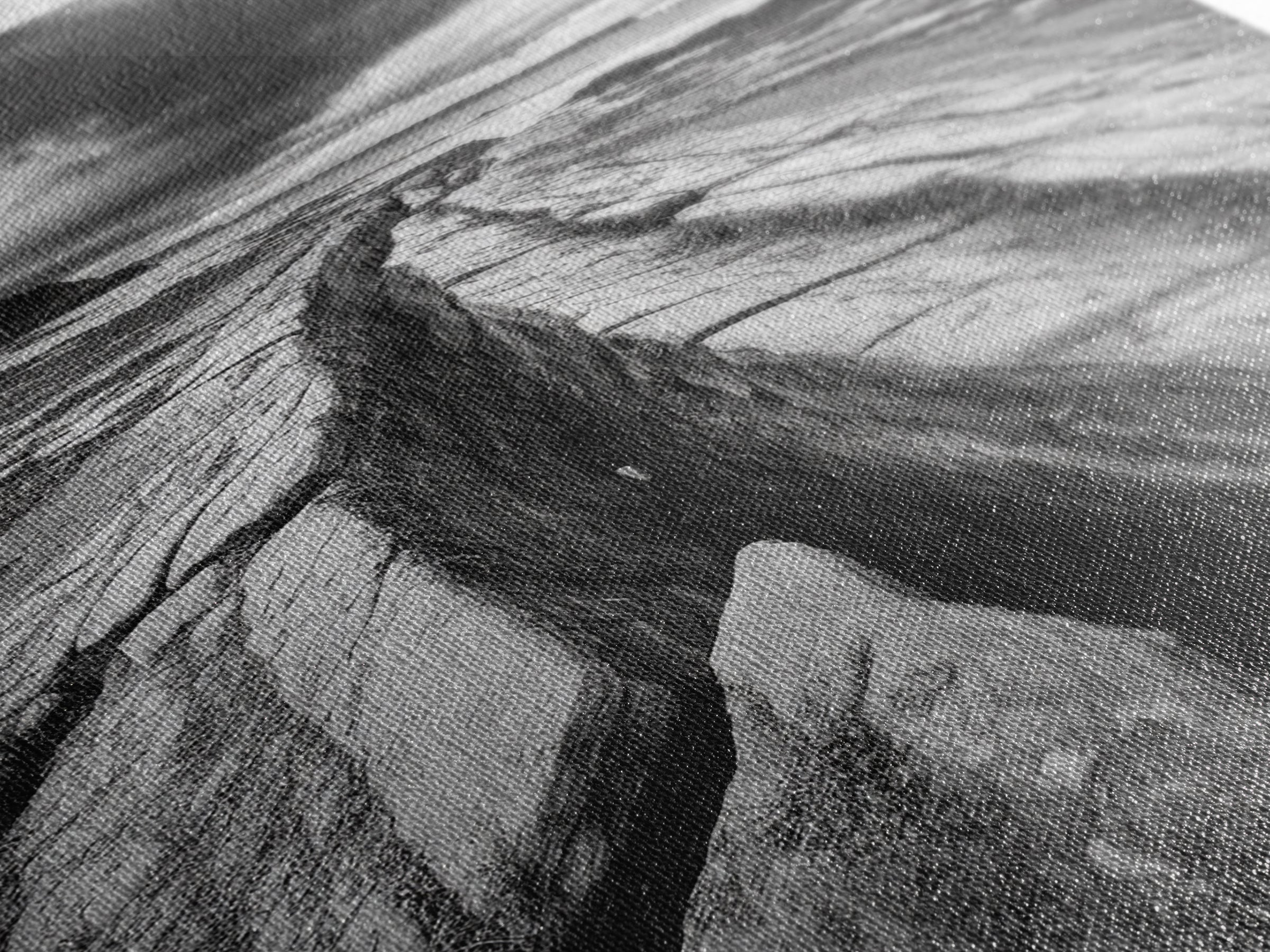 Coastal Rock Divide, Nature Pathway, Moody Beach Print, Living Room Decor, Framed Canvas Print, Minimalist Earthy Wall Art, Den Decor