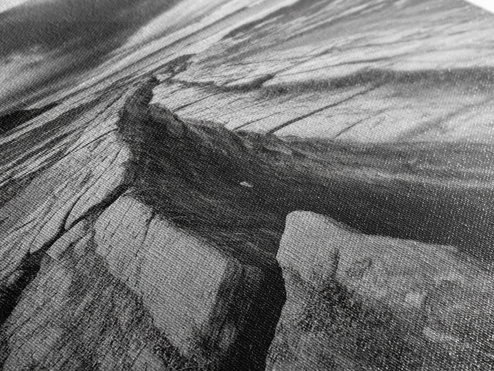 Coastal Rock Divide, Nature Pathway, Moody Beach Print, Living Room Decor, Framed Canvas Print, Minimalist Earthy Wall Art, Den Decor