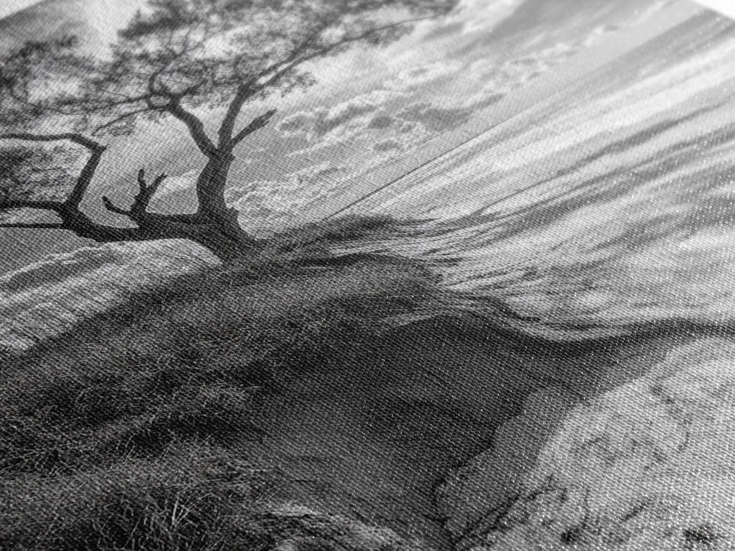 Coastal Tree Scene, Wind Swept Dune, Ocean Beach Horizon, Autumn Coastal Wall Art, Framed Canvas Print, Nature Lover Home Decor