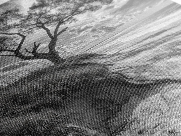 Coastal Tree Scene, Wind Swept Dune, Ocean Beach Horizon, Autumn Coastal Wall Art, Framed Canvas Print, Nature Lover Home Decor