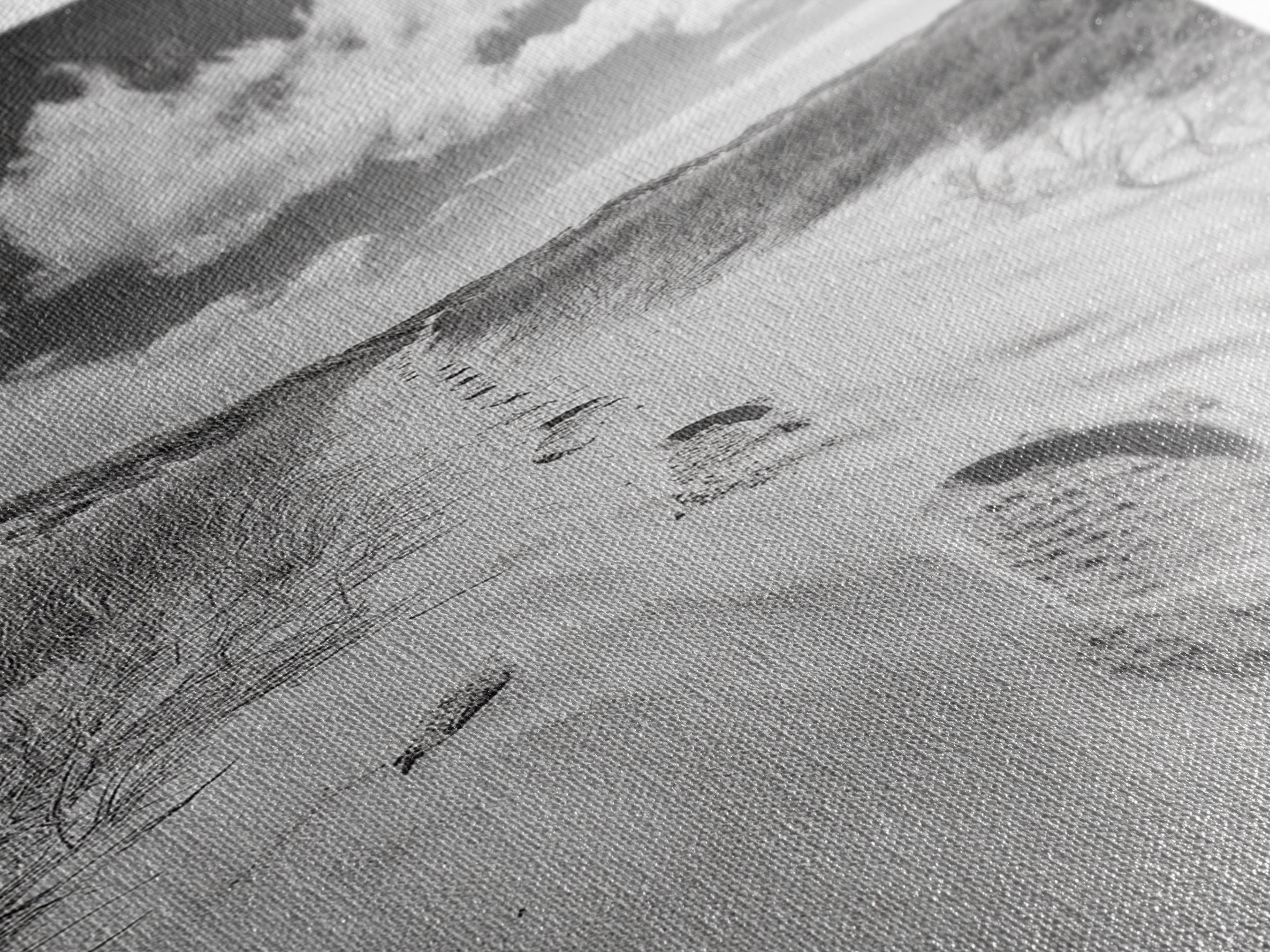 Desert Footprints Path, Dune Art, Wanderlust Vibes, Monochrome Landscape, Framed Canvas Print, Bedroom Wall Decor, Minimalist Travel