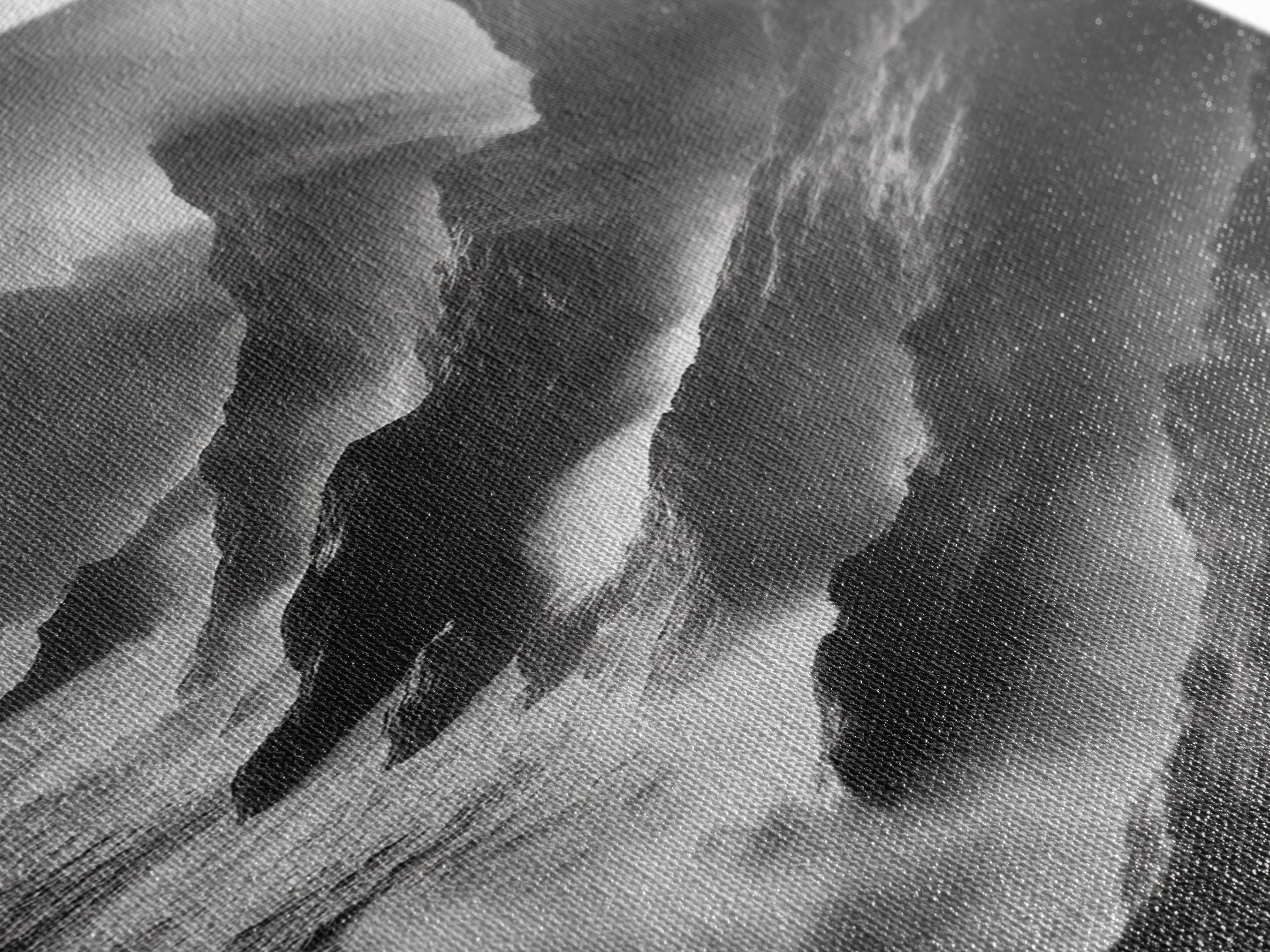 Jagged Cliff Coast, Stormy Ocean Scene, Dramatic Nature Art, Black White Photography, Framed Canvas Print, Office Wall Art, Coastal Decor