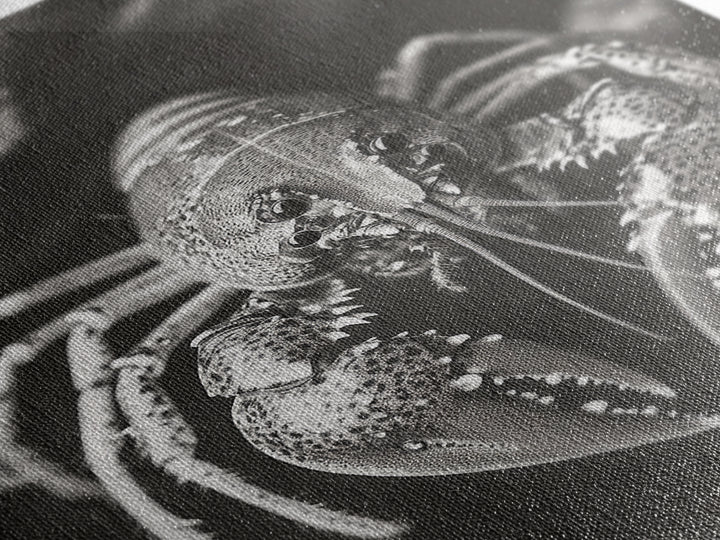 Lobster Close Up, Marine Life Art, Coastal Kitchen Decor, Monochrome Sea Animal, Framed Canvas Print, Ocean Wall Art, Nautical Print