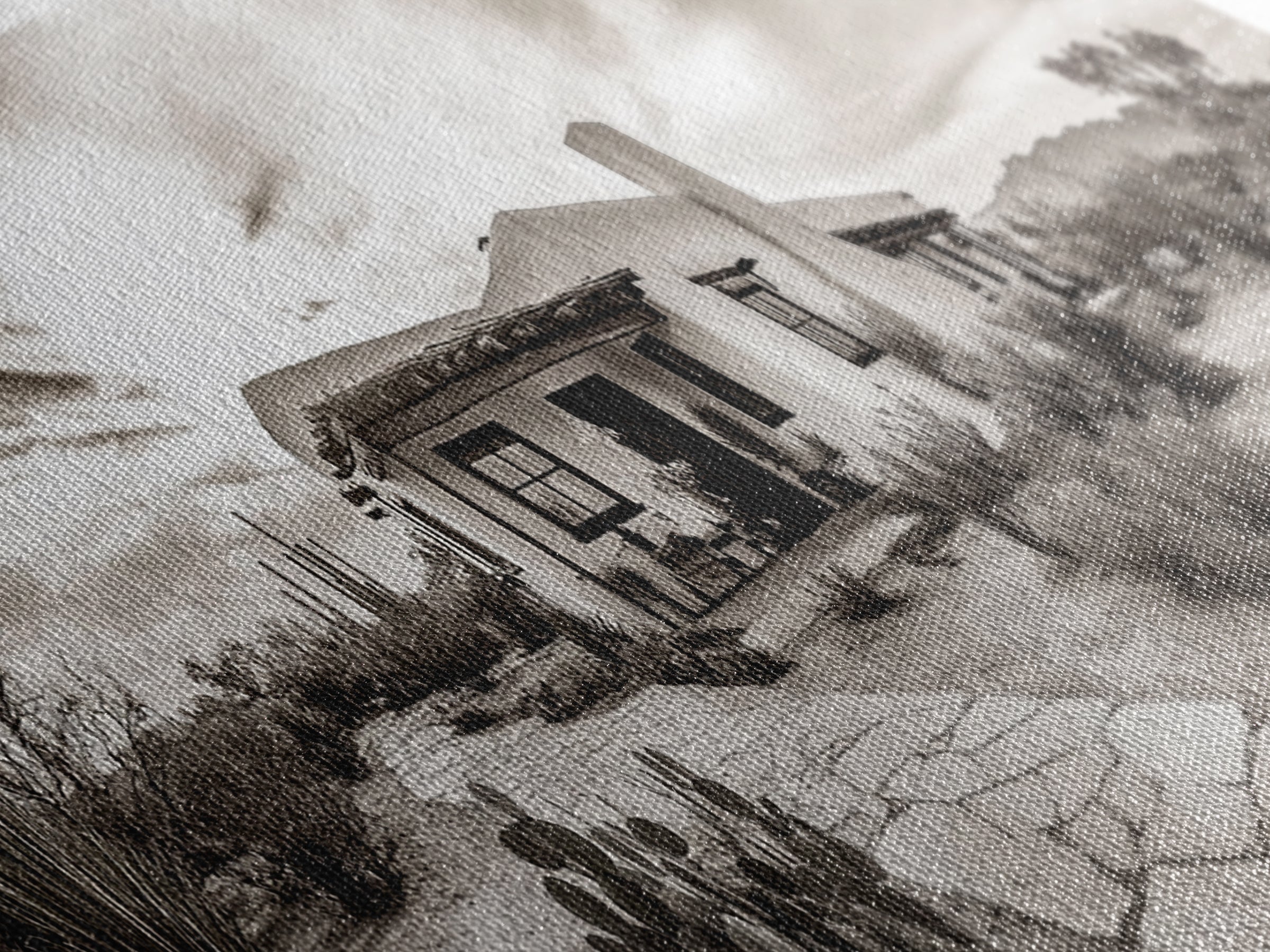 Desert Home, Adobe House, Rustic Pathway, Cactus Garden, Framed Canvas Print, Southwestern Decor, Living Room Wall Art, Western Aesthetic