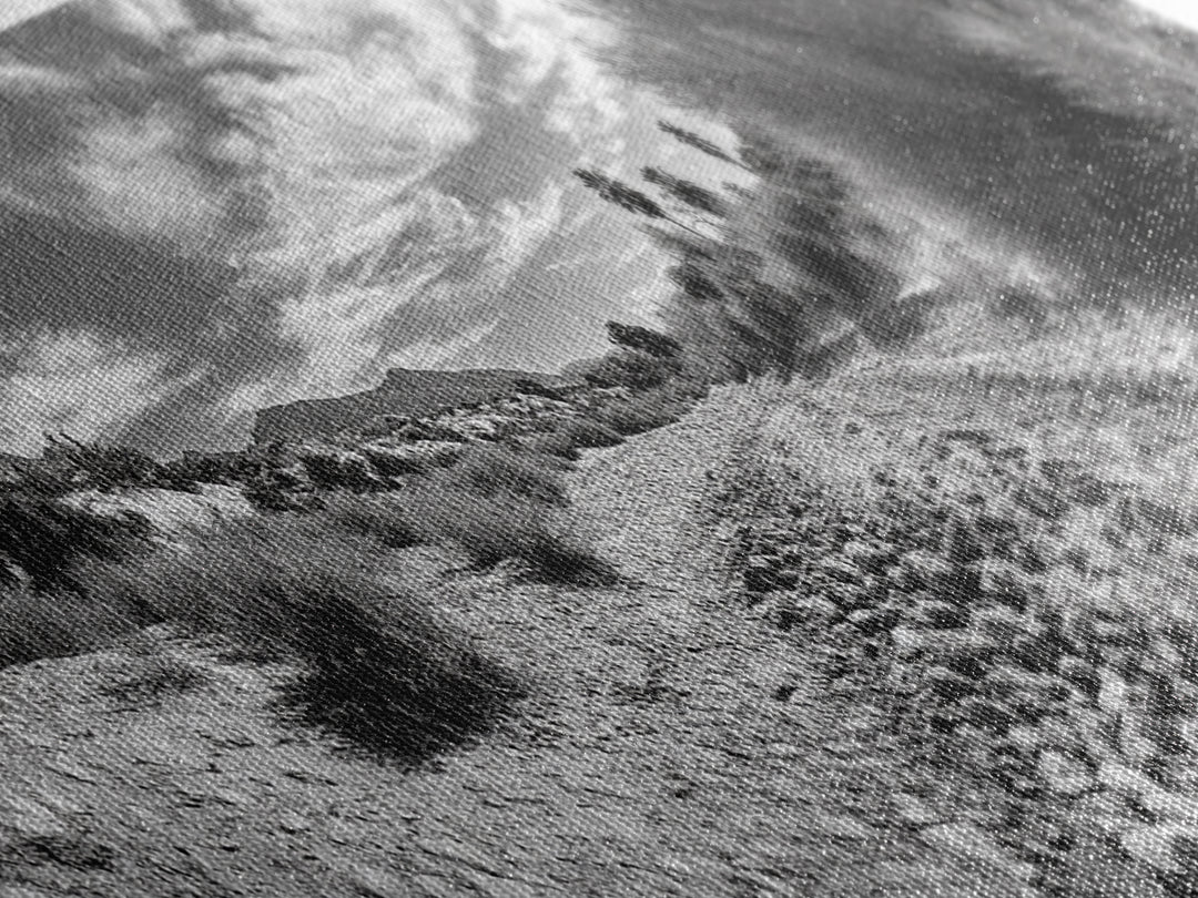 Desert Streambed Path, Dry River Landscape, Southwest Nature Print, Framed Canvas Print, Earthy Living Room Art, Modern Western Decor