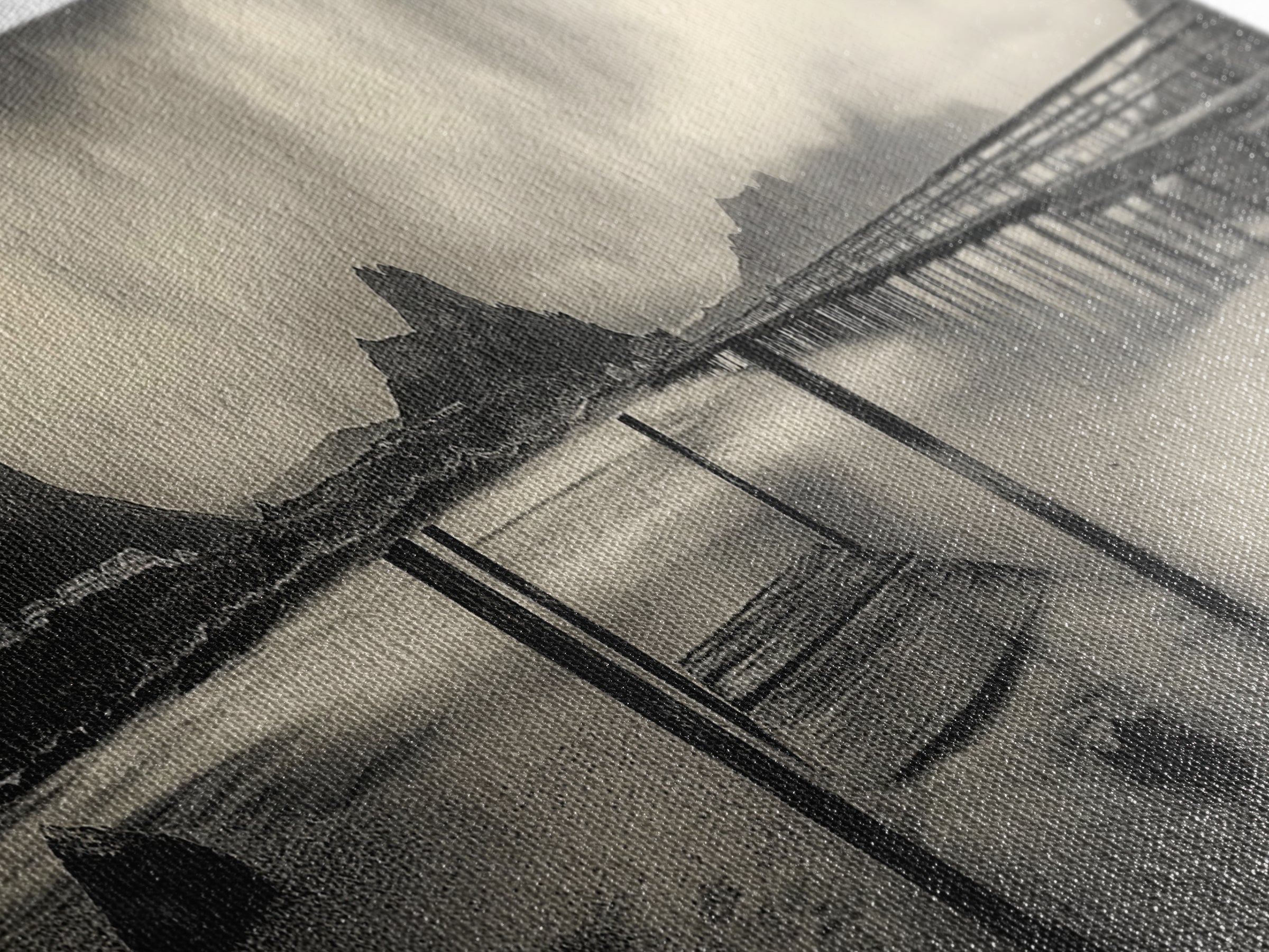 Dockside Calm, Stormy Shore, Ocean Jetty, Framed Canvas Print, Moody Coastal Wall Art, Living Room Art, Rustic Lakehouse Decor