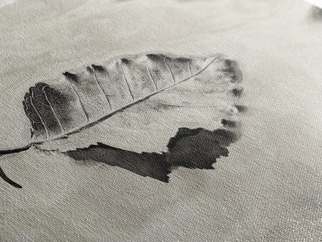 Autumn Leaf, Water Reflection, Nature Minimalism, Floating Stillness, Framed Canvas Print, Fall Wall Art, Neutral Tones, Bathroom Decor