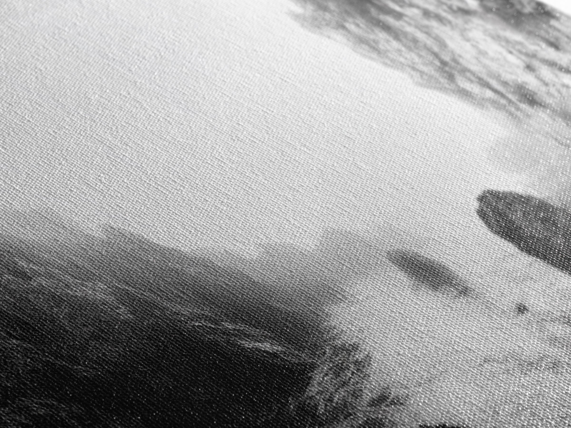 Rocky Cove, Coastal Mist, Foggy Morning, Cliffside Ocean, Canvas Print, Monochrome Wall Art, Bathroom Art, Minimalist Photography