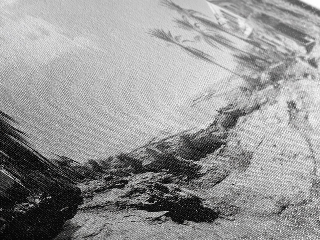 Desert Coast, Palm Ruins, Forgotten Beach, Framed Canvas Print, Surreal Photography, Boho Living Room Art, Coastal Wall Decor