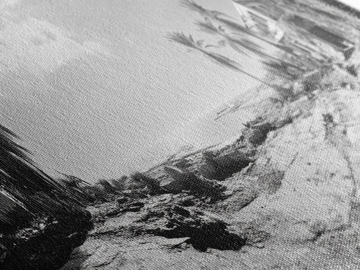 Desert Coast, Palm Ruins, Forgotten Beach, Framed Canvas Print, Surreal Photography, Boho Living Room Art, Coastal Wall Decor