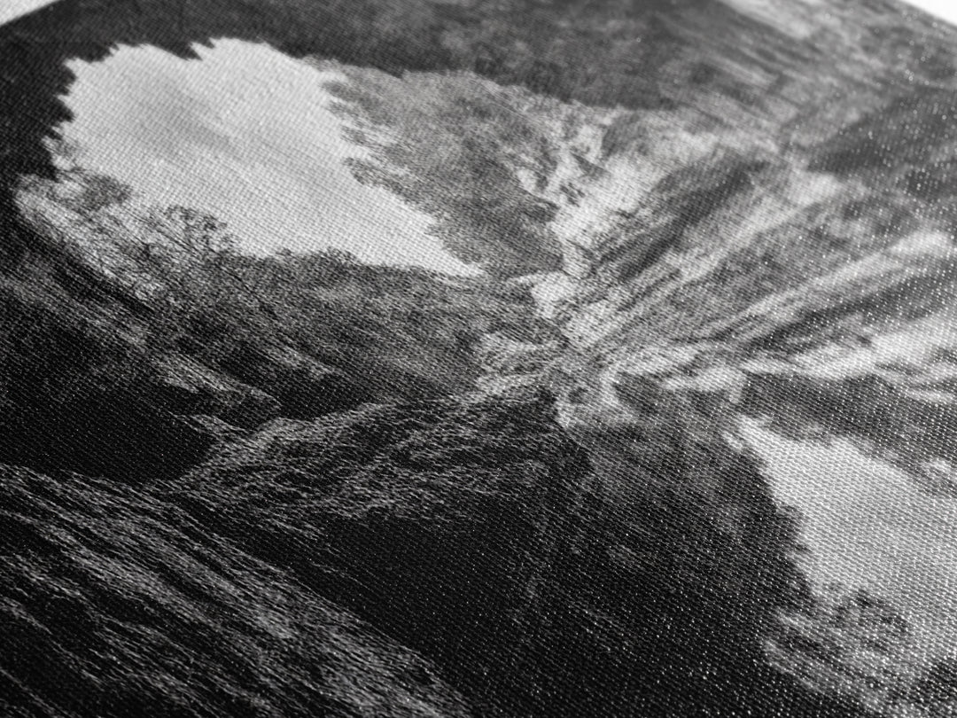 Cave Opening, Reflected Water, Nature Frame, Canvas Print, Monochrome Landscape, Natural Wall Art, Earthy Bathroom Art, Den Decor