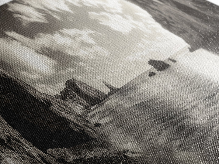 Coastal Cliffs, Ocean Horizon, Dramatic Sky, Framed Canvas Print, neutral living room decor, seascape photography, rustic modern wall art