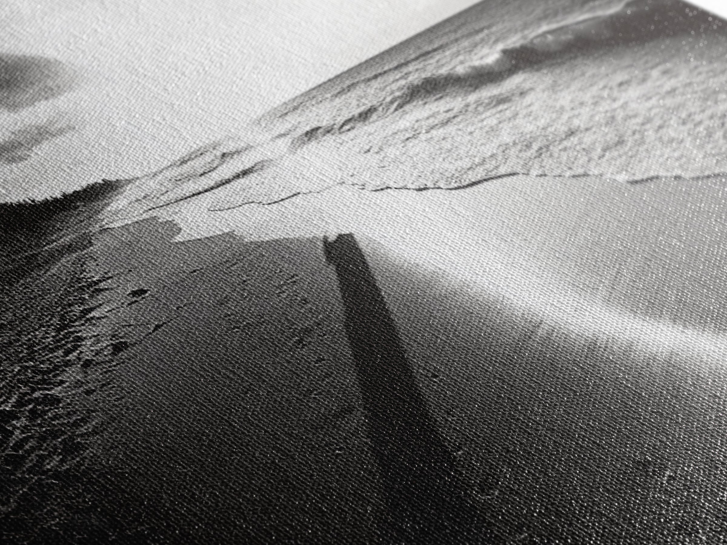 Beach Horizon, Sunset Shoreline, Ocean Reflections, Framed Canvas Print, black and white coastal art, modern bedroom wall decor