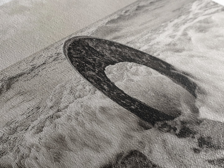Ocean Ring, Waves Crashing, Sea Sculpture, Framed Canvas Print, unique beach photography, industrial coastal wall art, modern bathroom decor
