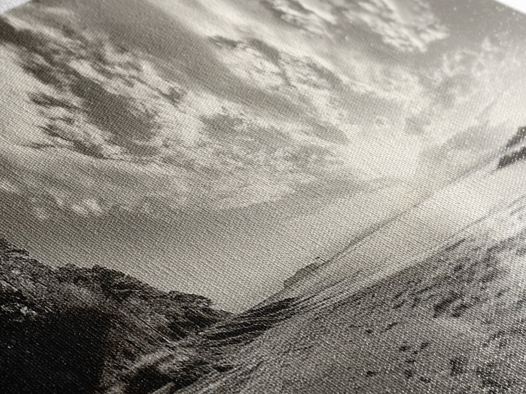 Coastal Sunrise, Expansive Sky, Cloudy Horizon, Framed Canvas Print, Earthy tone art, Beach house decor, Bedroom wall print, Serene landscape