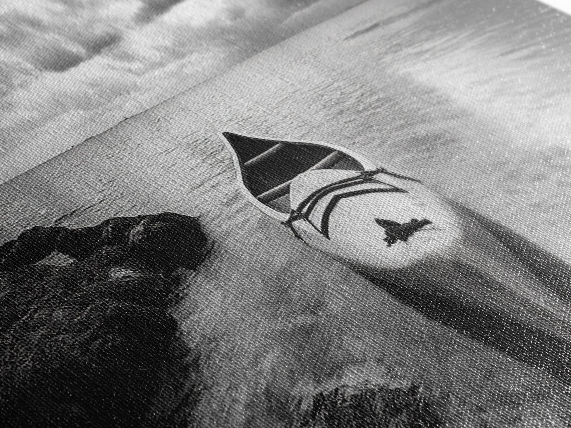 Canoe at Shore, Calm Waters, Peaceful Escape, Framed Canvas Print, Adventure art, Lakehouse decor, Hallway wall piece, Monochrome nature