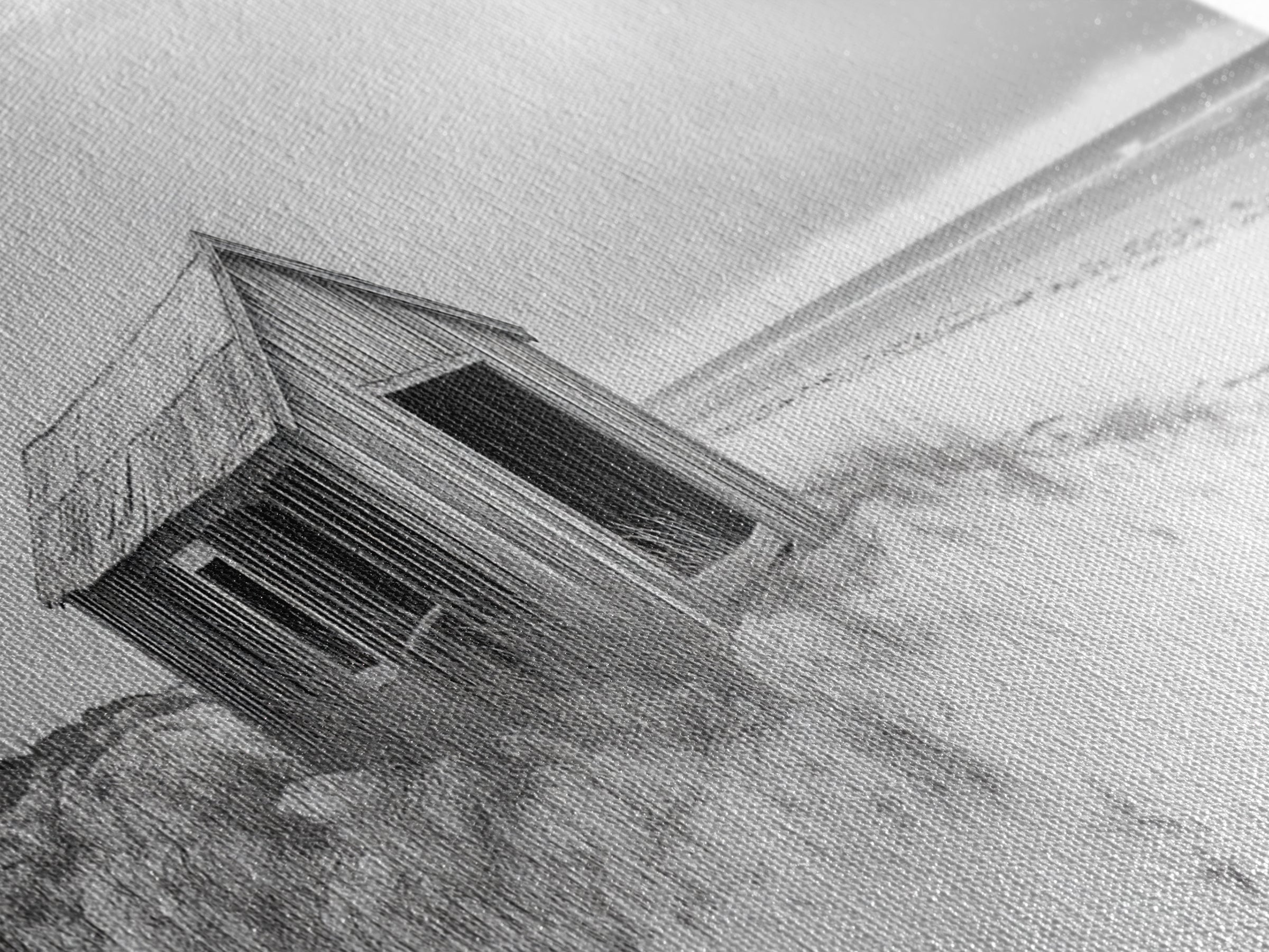 Abandoned Shack, Coastal Ruin, Weathered Barn, Ocean Horizon, Framed Canvas Print, Rustic Wall Art, Fall Decor, Minimal Seaside Aesthetic