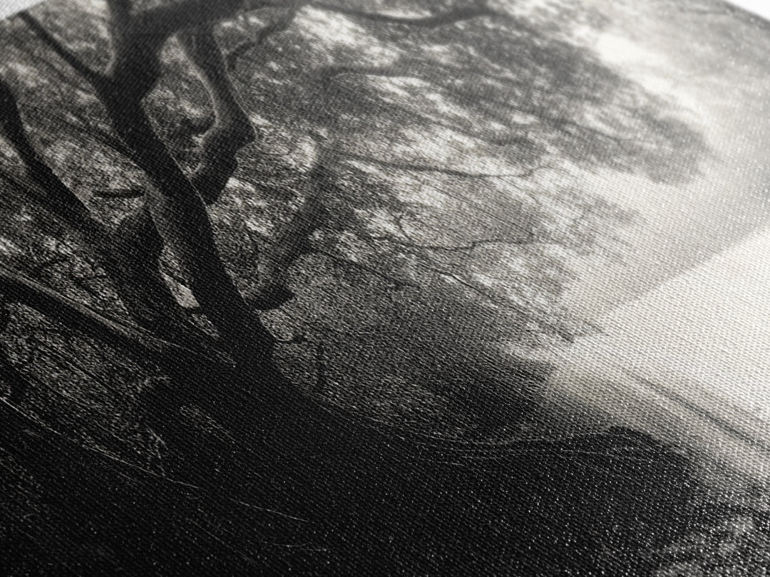 Mangrove Forest, River Flow, Rooted Stillness, Canvas Print, Zen Office Decor, Moody Jungle Art, Monochrome Nature Print
