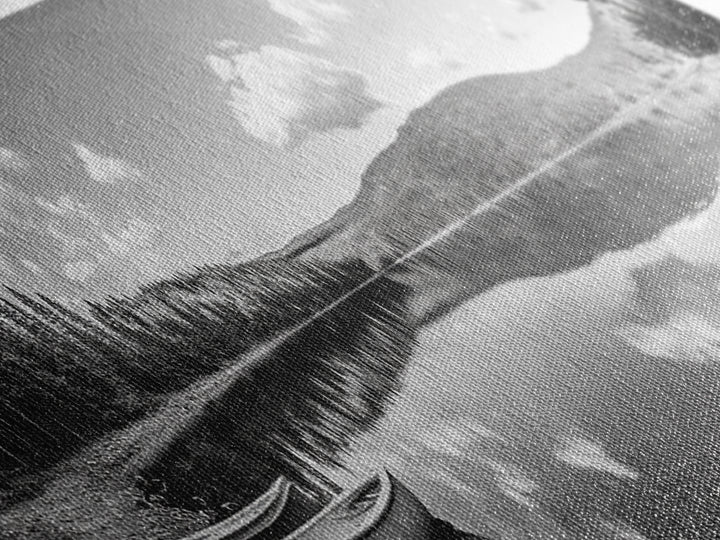 Canoe Lake, Still Water, Pine Forest, Outdoor Serenity, Canvas Print, Nature Wall Art, Rustic Cabin Decor, Peaceful Landscape, Neutral Tones