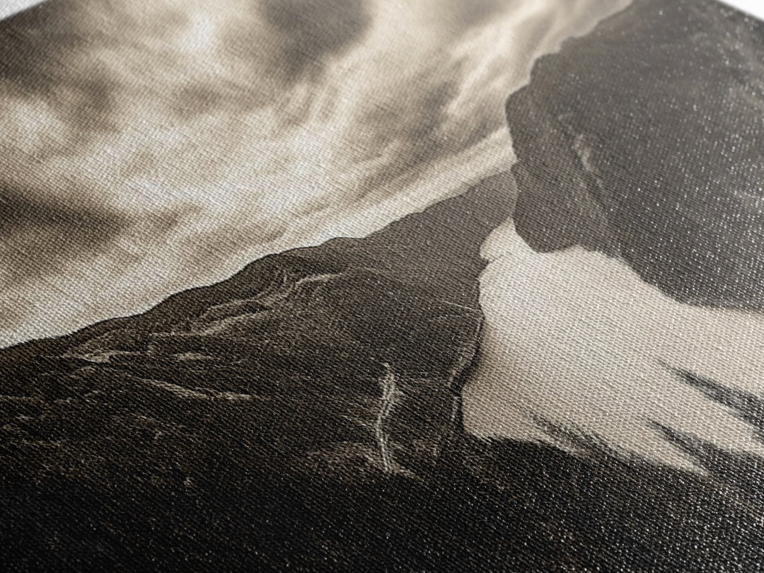 River Valley View, Dramatic Sky, Forest Landscape, Framed Canvas Print, Nature Photography, Entryway Wall Art, Moody Earth Tones