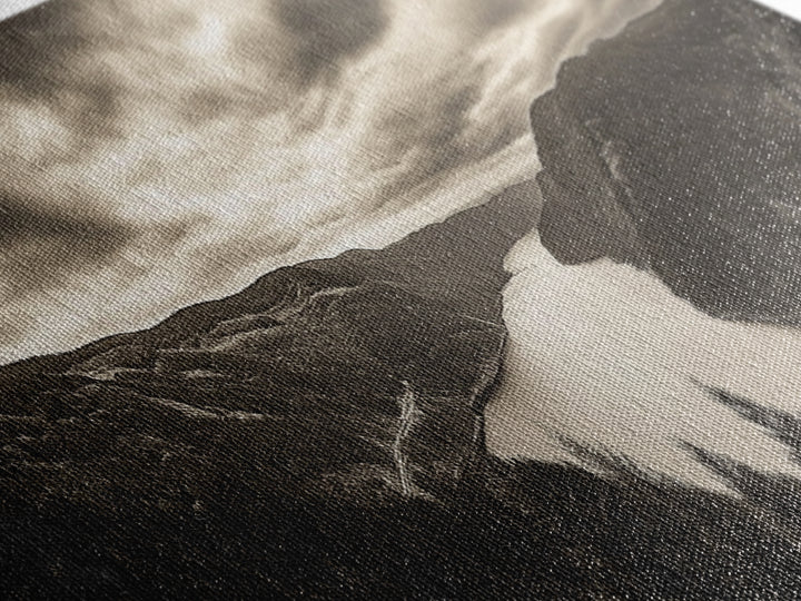 River Valley View, Dramatic Sky, Forest Landscape, Framed Canvas Print, Nature Photography, Entryway Wall Art, Moody Earth Tones