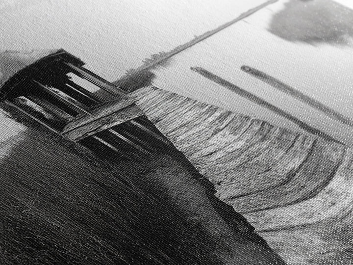 Abandoned Pier, Lakeside Shack, Black and White Marsh, Framed Canvas Print, Rustic Entryway Art, Minimalist Coastal Cabin Decor