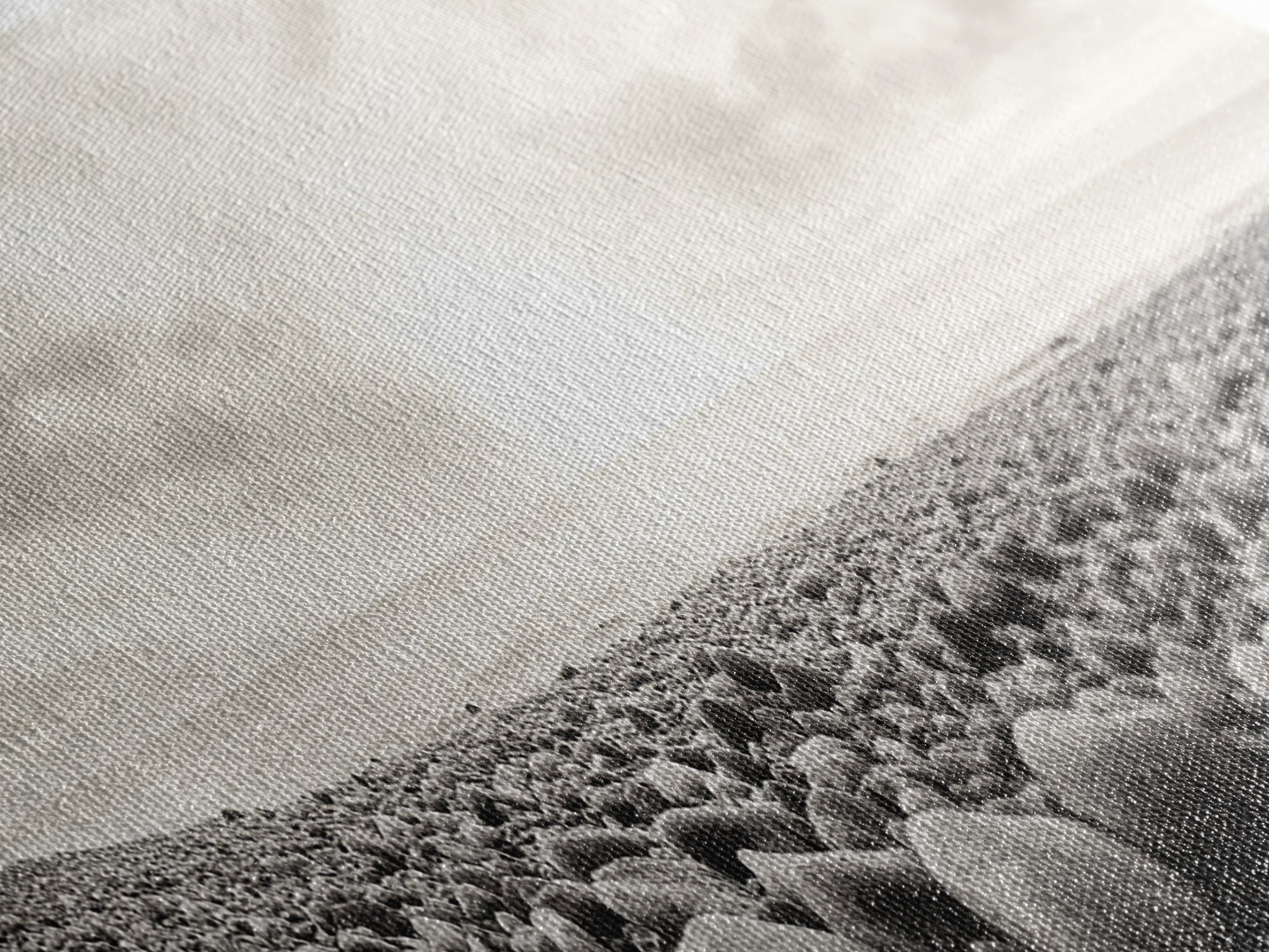 Pebble Shoreline, Soft Horizon, Beach Sunrise, Calm Coastal Decor, Framed Canvas Print, Neutral Tones, Bedroom Wall Art, Nature Minimalism