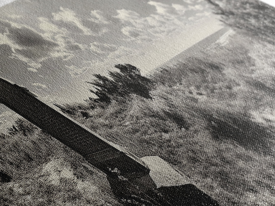 Coastal Tombstone, Sacred Landscape, Ocean Horizon, Graveyard Scene, Framed Canvas Print, Fall Living Room Decor, Moody Historical Art