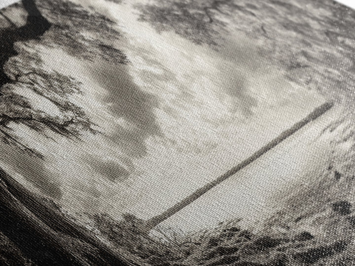 Ancient Tree, Spanish Moss, Forest Path, Framed Canvas Print, Rustic Nature Art, Living Room Wall Art, Earthy Tones, Woodland Photography