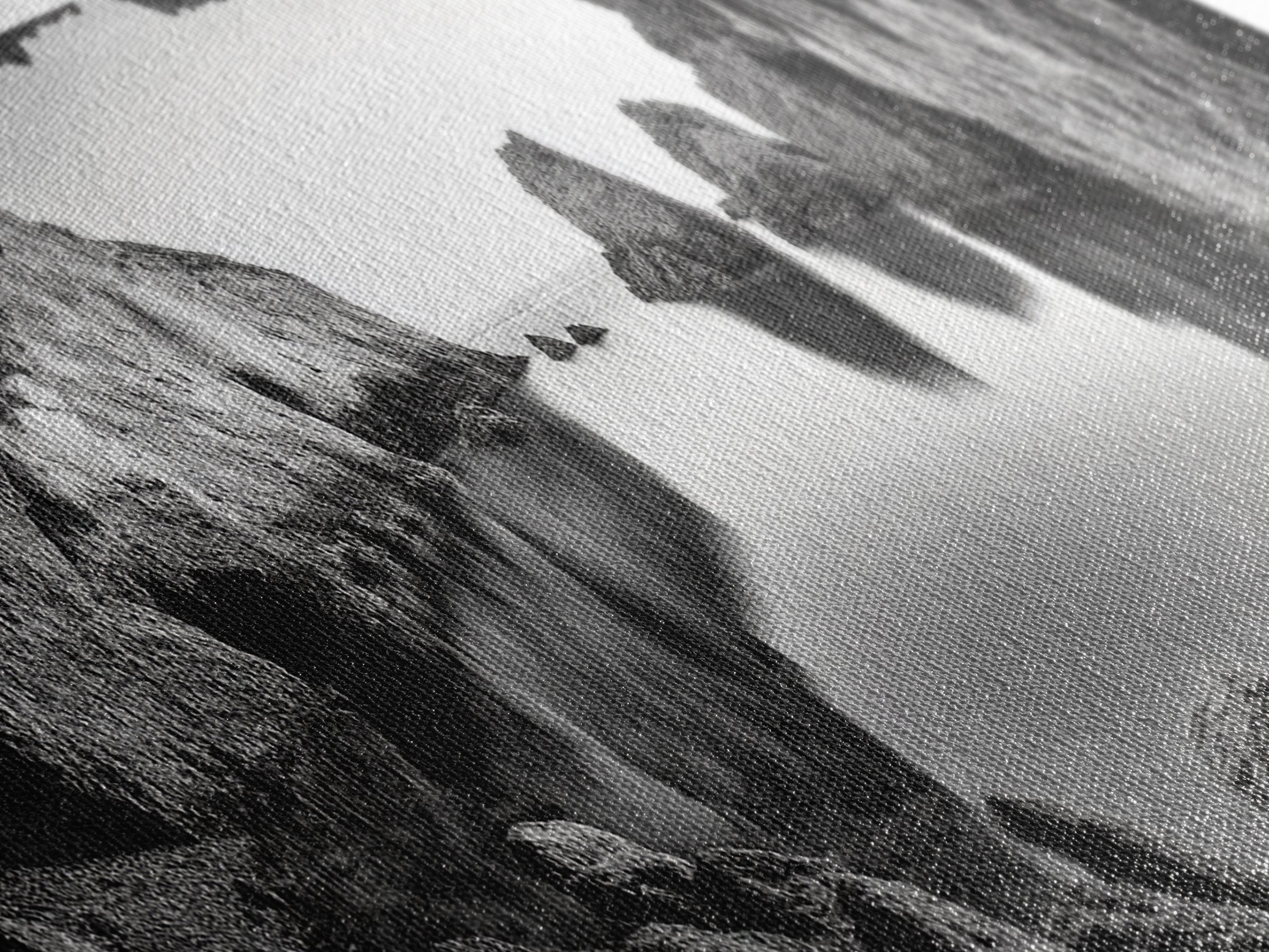 Sea Cave View, Ocean Reflections, Nature Escape, Framed Canvas Print, Beach House Wall Art, Zen Decor, Black and White Coastal Style