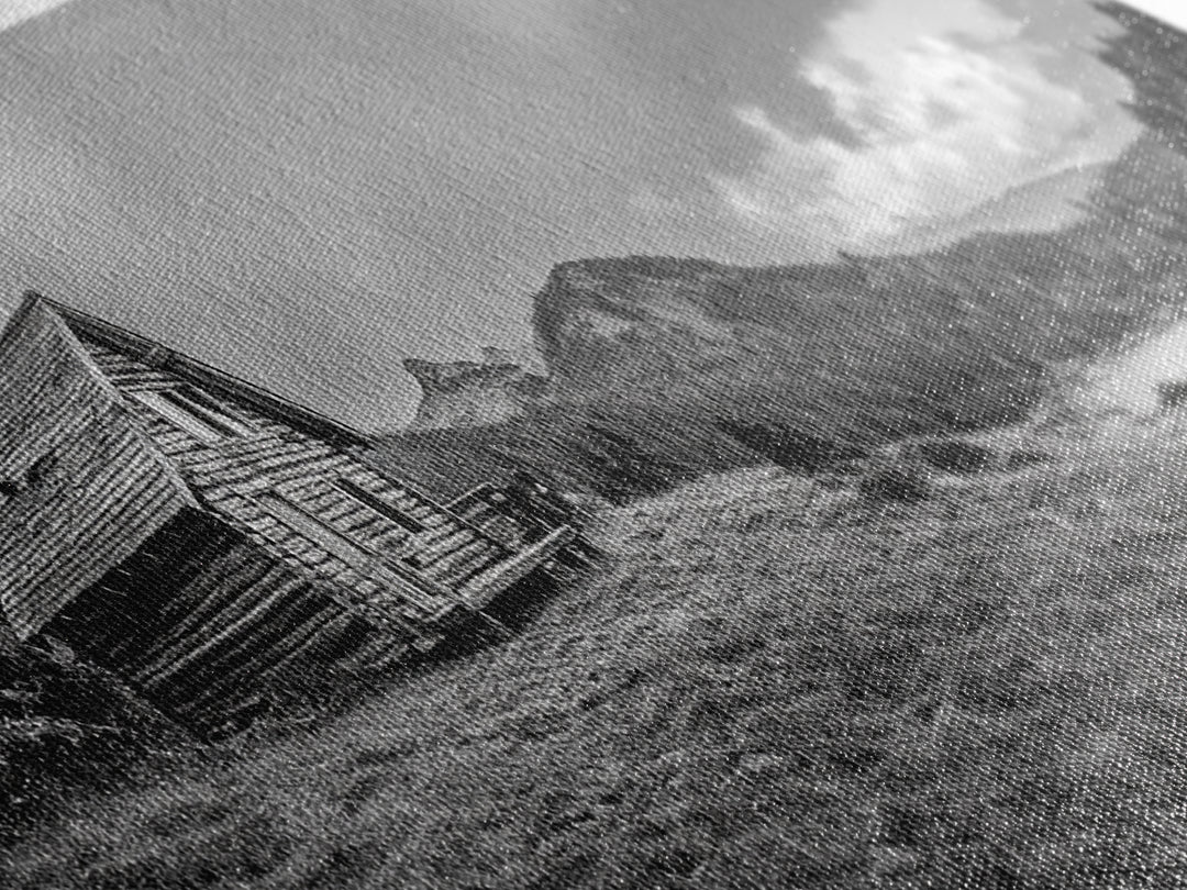 Cabin On Hill, Mountain Lake, Rustic Retreat, Canvas Print, Fall Wall Art, Cozy Home Decor, Adventure Landscape, Nature-Inspired Design