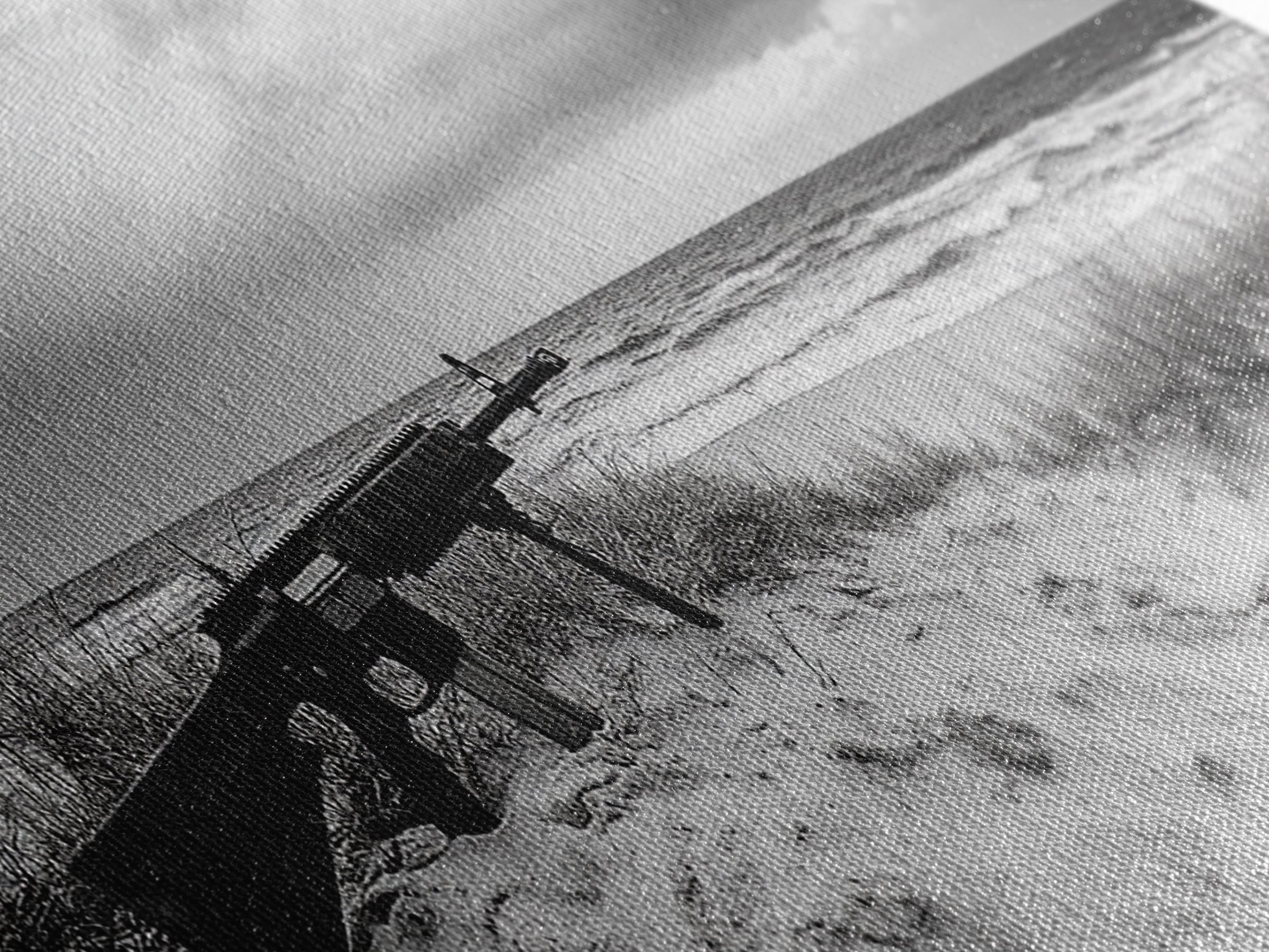 Rifle Seaside Scene, Tactical Still Life, Stormy Beach Mood, Canvas Print, Industrial Wall Art, Dramatic Photography, Masculine Decor